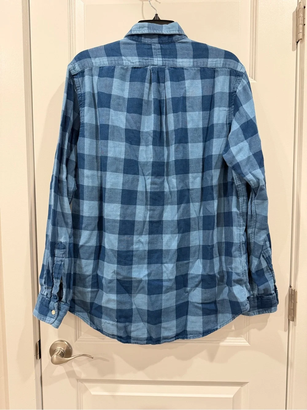 Polo by Ralph Lauren Men’s Blue Classic Fit Plaid Double Faced Shirt sz L